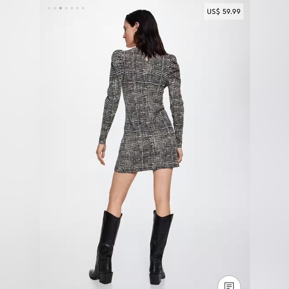 FLASH SALE ‼️ NWT Mango Textured Puff Sleeve Dress Small - Picture 2 of 7